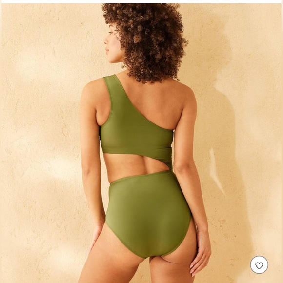 💚Shade & Shore Olive Green One-Shoulder Swimsuit💚 - Picture 3 of 11